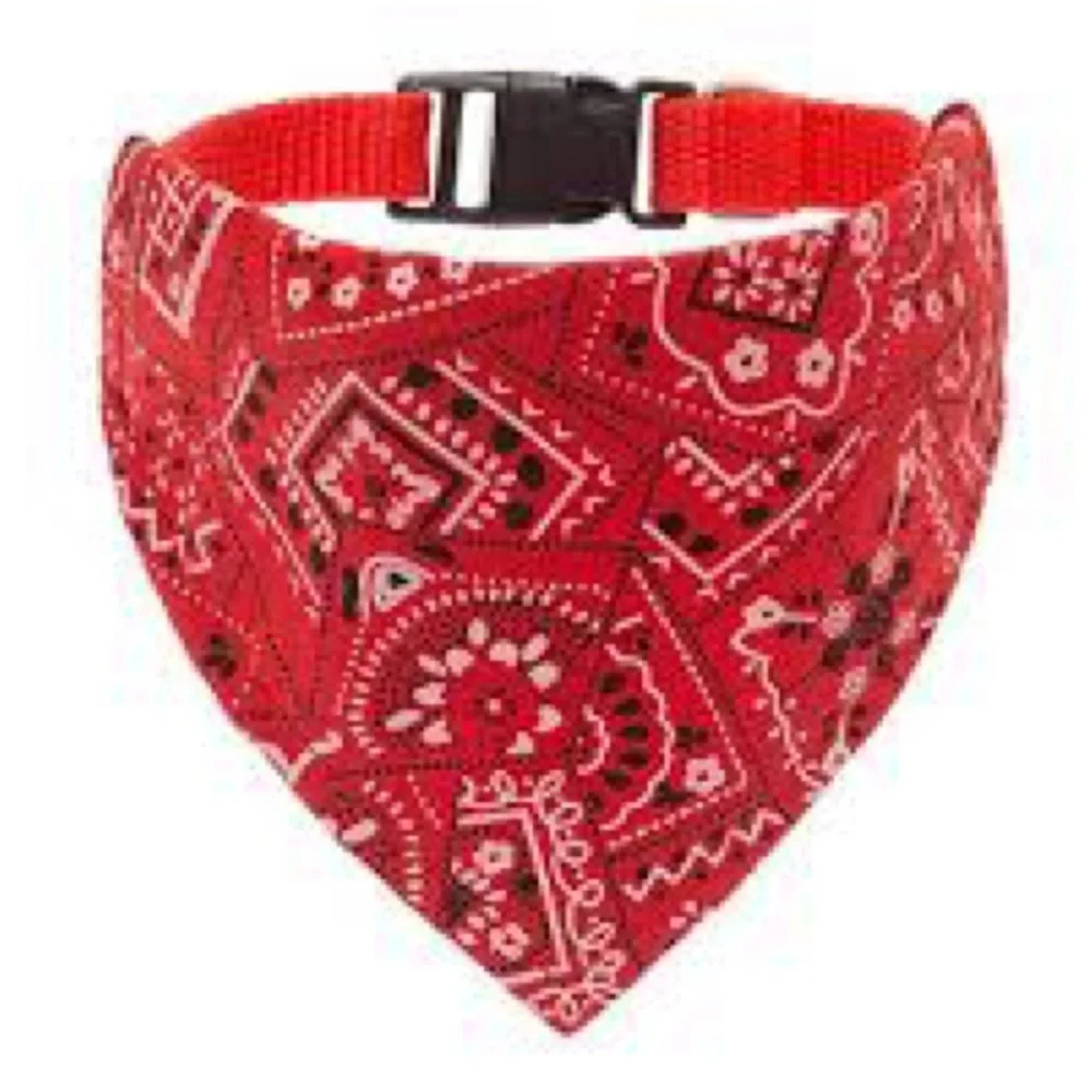 Red Bandana Red Dog Collar Adjustable Custom Made for Dog Leashes.